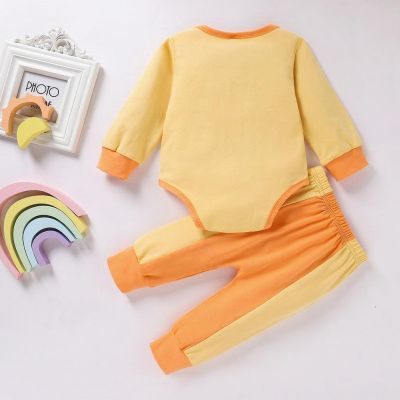 เสื้อผ้าเด็ก Baby Infant Autumn Romper Long Sleeve Bodysuit+pants 2 Pieces Baby Warm Clothes