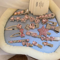 Square Shape Hair Clips Fashionable Hair Clips With Zircon Embellishments Trendy Hair Accessories For Women Y2K Style Hairpins Cute Pink Hair Clips For Girls