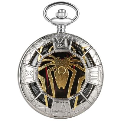 จี้นาฬิกาแบบโซ่แมงมุมสีดำสุดหรูชั้นนำของนาฬิกา Steampunk ของขวัญนาฬิกาพกเลโลจเดโบลซีโลสินค้าของผู้ชาย