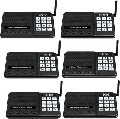 6 Pack Intercoms Wireless for Home - Long Range 1 Mile Wireless Intercom System 10 Channel 3 Code - GLCONN Room to Room Home Intercom System for Business House Office Gate Restaurant Elderly