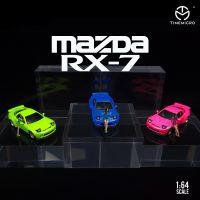 เวลาไมโคร1:64รถโมเดล Diecast โลหะ RX-7ของมาสด้าที่มีสีเรืองแสงสำหรับการเก็บและการแสดงผล