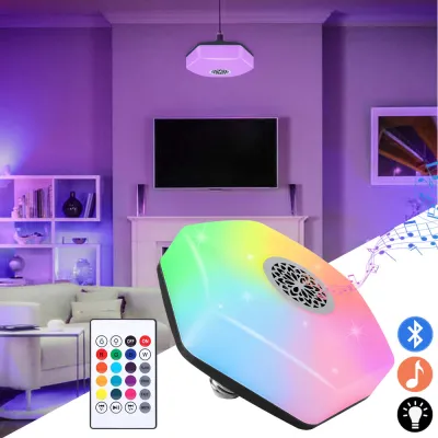 18W RGBW E27 LED Light Bulbs Speaker Color Changing Smart Music Bulb Remote App Control Room Lights Party Decor Atmosphere Lamp