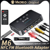 VAORLO เครื่องรับสัญญาณตัวรับส่งสัญญาณเครื่องเสียงบลูทูธ NFC รองรับ Fm/ U-Disk/TF เล่น3.5Mm AUX 2 RCA สายออปติคอลสายโคแอกเชียลไร้สายอะแดปเตอร์พร้อมรีโมทคอนโทรลสำหรับทีวีพีซีลำโพงรถยนต์