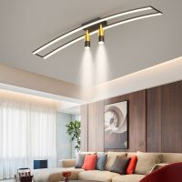 [COD] minimalist restaurant bar creative black gold long strip with spotlight living room front ceiling