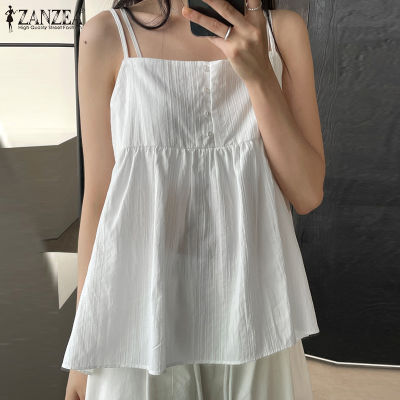 (สินค้ามาใหม่)(จัดส่งฟรี)Fancystyle ZANZEA เสื้อกล้ามสไตล์เกาหลีของผู้หญิงแต่งระบายอเนกประสงค์คอเหลี่ยมหลวม #8