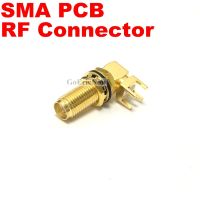 10 PCS  Gold Plated SMA Female Nut Bulkhead PCB Right Angle Plug PCB Deck Thru Hole SMA Female RF Connector Electrical Connectors