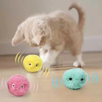 ♞ Smart Cat Toys Interactive Ball Plush Electric Catnip Training Toy Kitten Touch Sounding Pet Product Squeak Toy Ball Cat Supplie