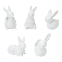 5Pcs Ceramic Bunny Rabbit Figurine Easter Decoration for Porcelain Modern Art Home Decor Weddings Crafts