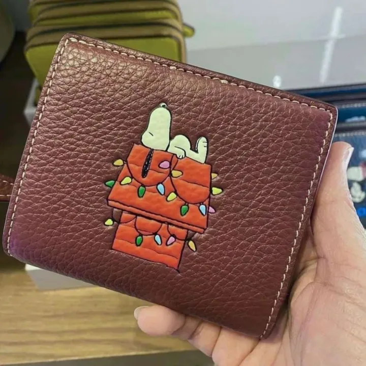 Coach CF252 ..S Snap Wallet in Wine Refined Pebble Leather with  Snoopy Lights Motif - Women's Wallet with Outside Zip Coin Pocket | Lazada  PH
