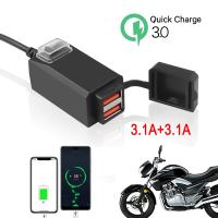 ▨♛ QC3.0 USB Motorcycle Socket Waterproof Dual USB Outlet Change 5V Power Supply Adapter With ON/Off Switch For Phone Navigation