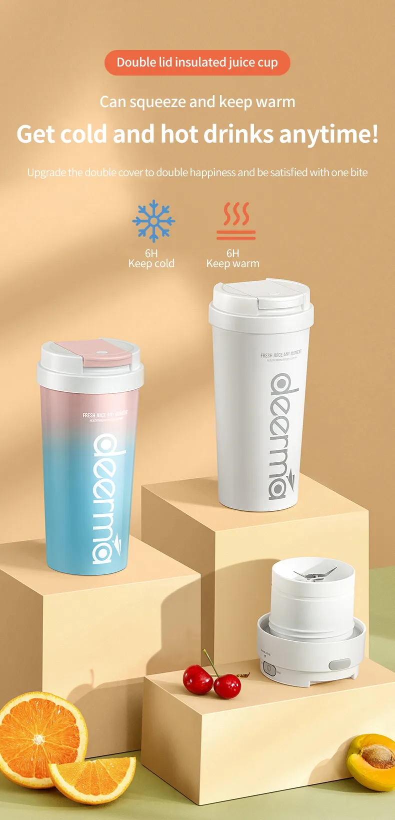 Deerma Cordless Juicer NU90 Portable Blender Mixer Machine 1500mAh Usb