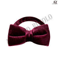 ANGELINO RUFOLO Bow Tie(โบว์หูกระต่าย) กำมะหยี่คุณภาพเยี่ยม ดีไซน์ Plain Velvet สีไวน์/เทา/น้ำตาล/ม่วง/เลือดนก/ขาว/ดำ/ทอง