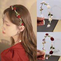 【Ready Stock】 ◙▽ C18 Korean Version Elegant Pearl Hair Band Flowers Headband Leaves Rose Pressure Hairbands Women Sen System Fairy Beauty Super Fairy Hair Accessories