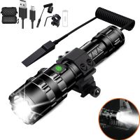 1600 Lumen Tactical Flashlight USB Rechargeable Torch with Mount Remote Switch for Hunting Shooting Outdoor Gun Accessories