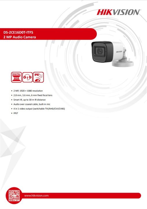 hikvision-ชุดกล้องวงจรปิด-4-ตัว-ความคมชัด-2mp-บันทึกเสียง-เครื่องบันทึก-hard-disk-พร้อมอุปกรณ์สำหรับการติดตั้งครบชุด-สินค้าพร้อมส่ง