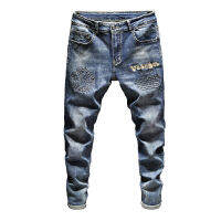 Versace Hot Style European Station Men S New Men S Wasatch Trousers Fashion Casual Medusa ปักกางเกงยีนส์