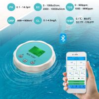 Bluetooth PH Chlorine Meter Pool Water Quality Tester 6 in 1 ORP EC TDS Temp CL Level Online Monitor for Aquariums