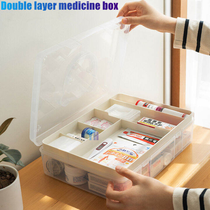 First Aid Kit Storage Box Plastic Family Emergency Medicine Box