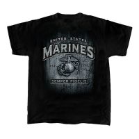 คำขวัญ Semper Fidelis Est 1775เสื้อยืดกองกำลังทหารเรือเราเสื้อยืดแฟชั่นผ้าฝ้าย100% พิมพ์ลายตลกท็อปส์ซูคอรอบใหม่ฤดูร้อน