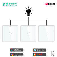 BSEED Zigbee Switch Wall Smart Light Switch 1Gang 3Way For Staircase Work With Tuya Alexa Smart Home App Neutral Wire 3Pack