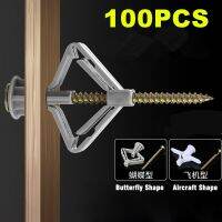 Practical 100pcs Plastic Expansion Drywall Anchor Kit with Screws Self Drilling Wall Home Pierced for Gypsum Board Fiberboard Nails Screws  Fasteners