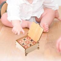 Wooden Family Game travel Tabletop Board Game Table Game Strategy Puzzle Tic TAC Toe Game for Table Decor Party Favors Wooden Toys