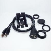 USB 2.0 panel mounting Dual USB Extension cord cable waterproof socket with bracket