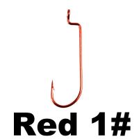 (อุปกรณ์ตกปลา) JACKFISH 50ชิ้น/ล็อตตะขอเหยื่อที่เหวี่ยงล่อเบ็ดสีแดงที่มีรูตะขอตกปลาเหล็กคาร์บอนสูงเหยื่อปลอมตะขอตกปลา