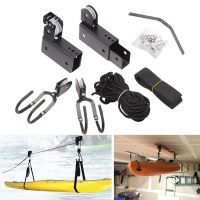 【CW】 Lift Pulley System Ceiling Storage Hanging Mounted Organization 119 lb Capacity Hanger Kayak Hoist for Canoes