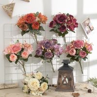 Artificial Flowers Artificial Plants Vintage Silk Peony Bouquets Bridal Handheld Faux Flowers Home Wedding Decor Accessories