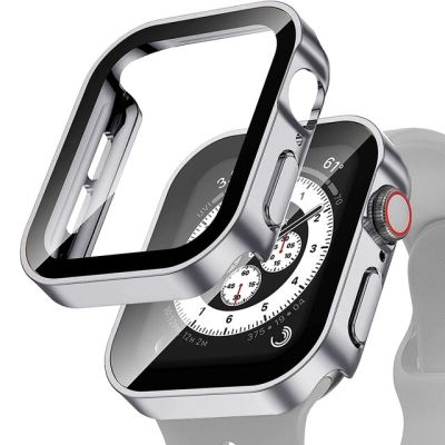 เคสกระจกสำหรับนาฬิกา Apple รุ่น7 8 Se 6 5 4,อุปกรณ์เสริมสำหรับนาฬิกาขนาด45มม. 41มม. 44มม. 40มม.