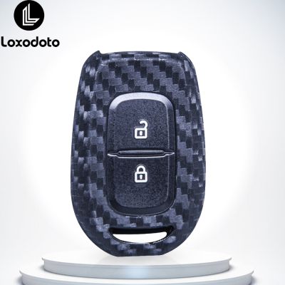 Carbon Fiber Silicone Remote Car Key Case Cover Key Chains for Dacia Duster Spring Sandero Stepway Logan for Renault Duster