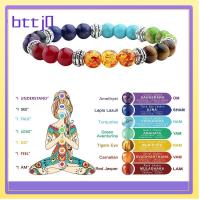 BTTJ0 สีสันสดใส สร้อยข้อมือพลอยคริสตัล ปรับได้ปรับได้ กระจกสำหรับผู้หญิง กำไลลูกปัดจักระ7 ของขวัญสำหรับเด็ก เครื่องประดับทำมือ สร้อยข้อมือลูกปัดหิน สำหรับผู้หญิง