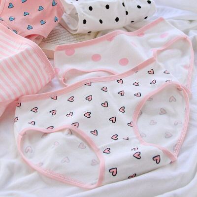 2023 Korean Peach Heart Womens Cotton Panties Cute Print Girls Briefs Female Comfortable Underwear Intimates Sexy Lingerie Shorts