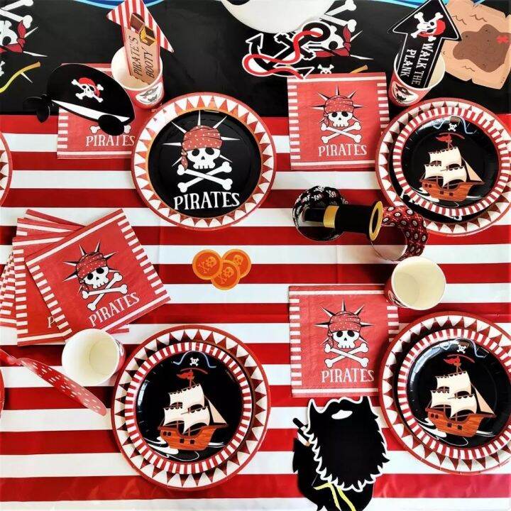 pirate-theme-party-disposable-tableware-birthday-party-decorations-kids-party-supplies-napkins-paper-plates-birthday-decoration