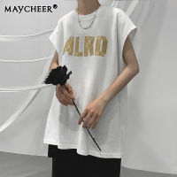 MAYCHEER เสื้อกั๊กบางฤดูร้อนของผู้ชายเสื้อยืดคอกลมแขนกุดทรงหลวมสไตล์ฮ่องกงเสื้อกั๊กแจ๊กเก็ตกีฬาเยาวชน