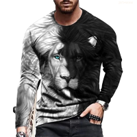 Mens Retro Style 2023 Lion Jesus 3d Printed Round Neck T-shirt Fashion Versatile Style