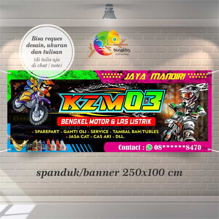 Size 250x100 Spanduk Banner Bengkel Motor Keren Bisa Custom Desain ...