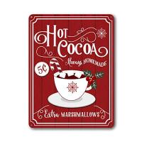 Goutoports Christmas Decor Signs Farmhouse Decorative Red Hot Cocoa Vintage Wall Decorations 7.9x11.8 Inch (Cup of Cocoa)