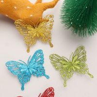 1Pc Glitter Artifical Christmas Butterfly Christmas Tree Decorations for Home Fake Flowers Xmas Ornaments New Year Decor