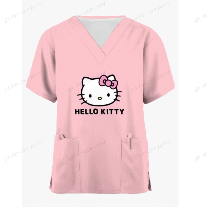 Ready Stock-Summer Hello Kitty Print Uniform Beauty Salon Nursing ...