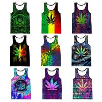 Bob Marley Graffiti Weeds Leaf 3D Tank Tops Fashion Casual Hip Hop Men Vest Running Undershirt Streetwear Oversized Tops