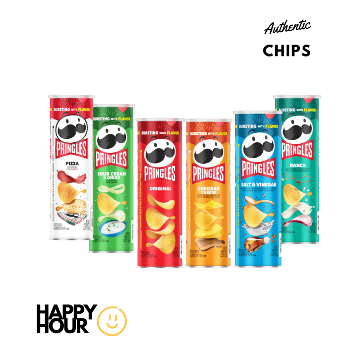 Potato Chips Pringles Original, Sourcream, Cheddar Cheese, Pizza, Ranch