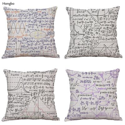Hongbo Advanced Mathematics Formula Pillowcase Plane Geometric Line Equation Formula Doodle Car Cushion Cover Cojines Almofada