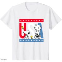 HOT ITEM!!Family Tee Couple Tee Peanuts Snoopy Americana red white and blue USA T-Shirt For Adult