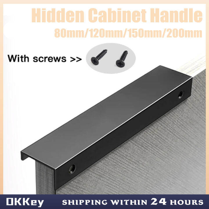 Hidden Cabinet Handles Stainless steel Hidden Finger Pull Handles Black ...