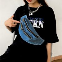 Denim Crossbody Sling Bags Women Vintage Personalization Street Sports Fanny Packs Stylish Versatile Ladies Zipper Chest Bag Dom Running Belt