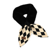 Winter Thick Warm Faux Rabbit Fur Neck Collar Scarf Neckerchief Women Houndstooth Designer Knitted Scarfs For Ladies