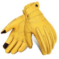 ✻﹍ OZERO Retro Motorcycle Gloves Touchscreen Motorcyclist Gloves Full Finger Breathable Non-slip Motocross Riding Gloves