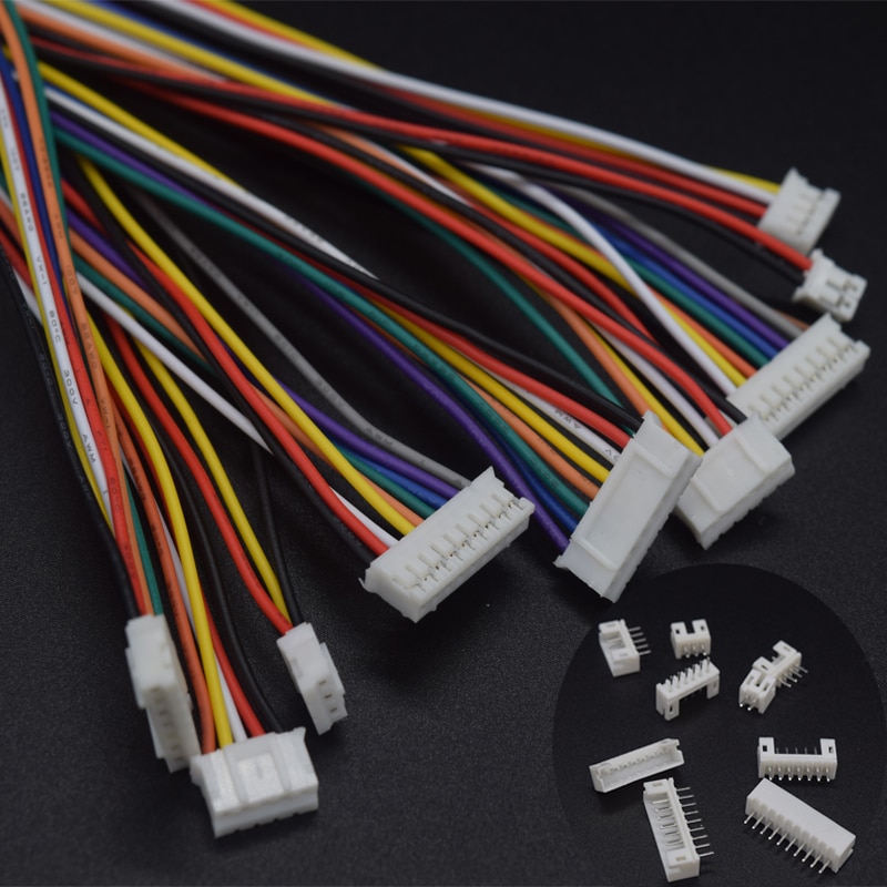 10Sets PH2.0 Mini Micro JST 2.0 PH Male Female Connector 2/3/4/5/6/7/8/9/10-Pin Plug with Terminal Wires Cables 200MM 26AWG 10 Sets 4P